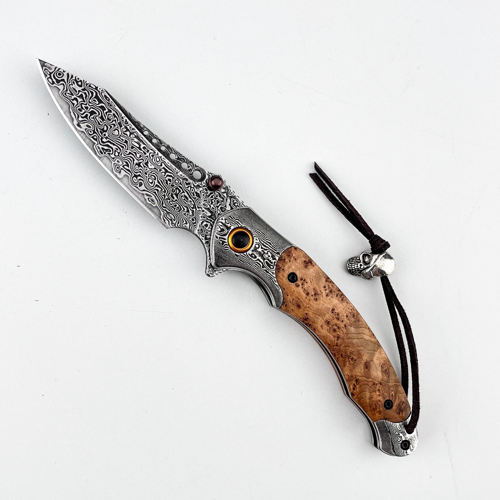 Vintage Collectible Pocket Knives - Pisau Lipat Motif Damaskus Kekerasan Tinggi