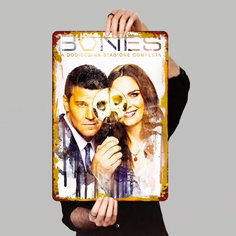 Vintage Collectible Show - Poster Bones Musim 12, Papan Logam